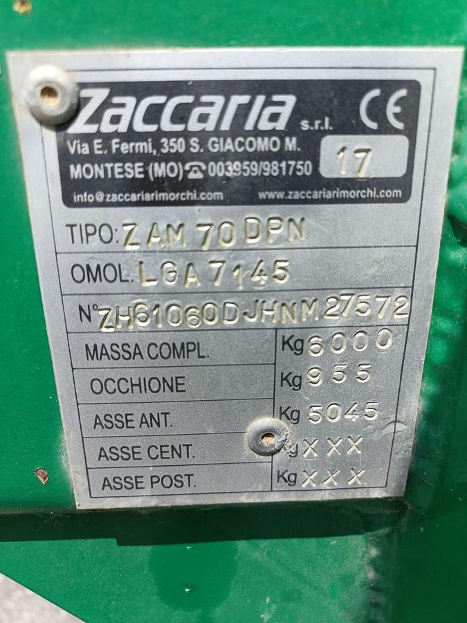 Usato Dumper 1 asse Zaccaria Zam 70- anno 2017- fr. ad olio
