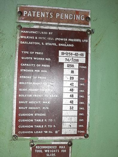 Used Press Trimming Wilkins & Mitchell