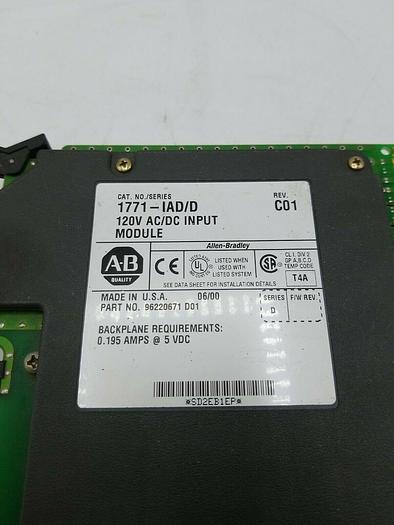 Used Allen Bradley 1771-IAD/D AC/DC Input Module 120V REV C01