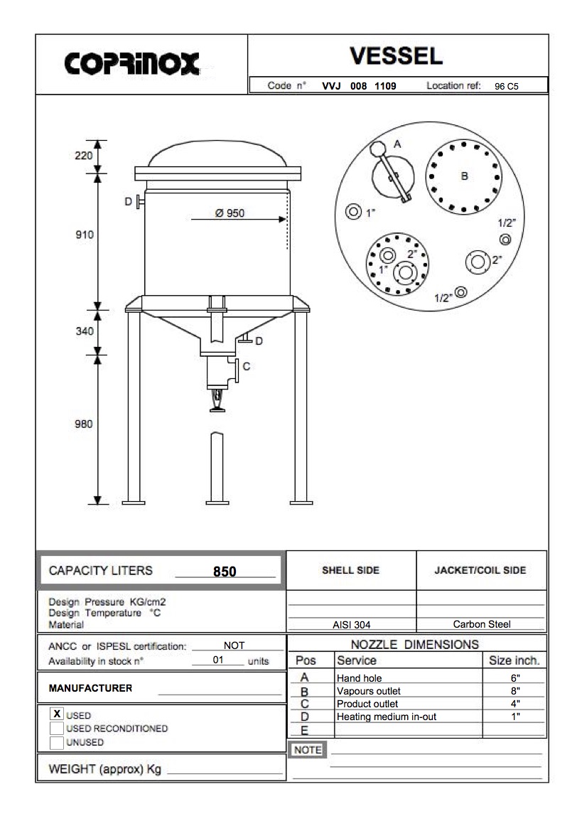 Usato Serbatoio  da 850 Litri