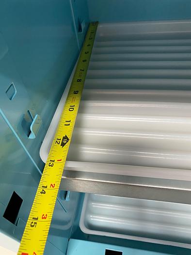 Used JustRite 890402 4 Gallon Blue Acid Cabinet 17"x 22"x 17" Manual Close