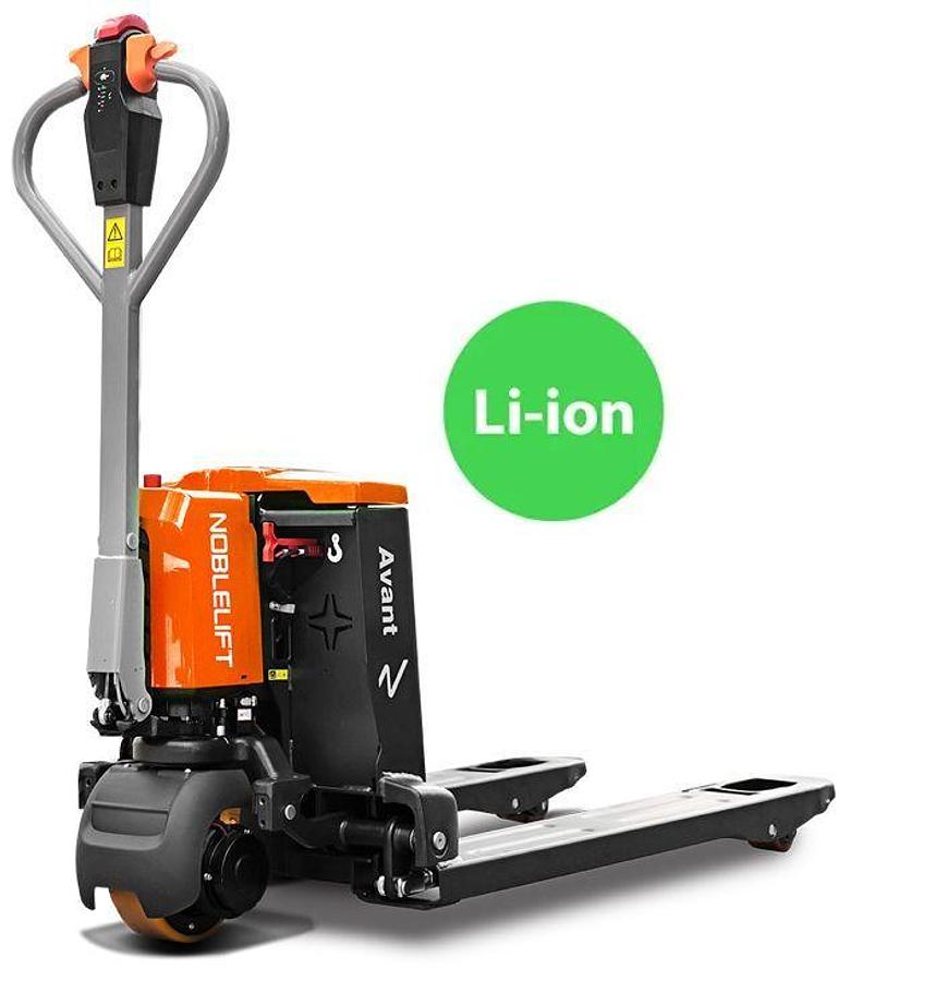 AVANT Lithium powered electric pallet jack - Compact - Tight turning.