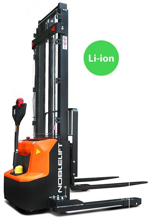 Lithium-ion powered walkie straddle stacker - Light-duty - High productivity.