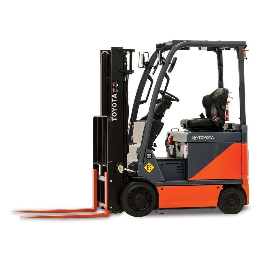 6,000 lb. Electric Warehouse Forklift, Quad Mast, Cushion Tires