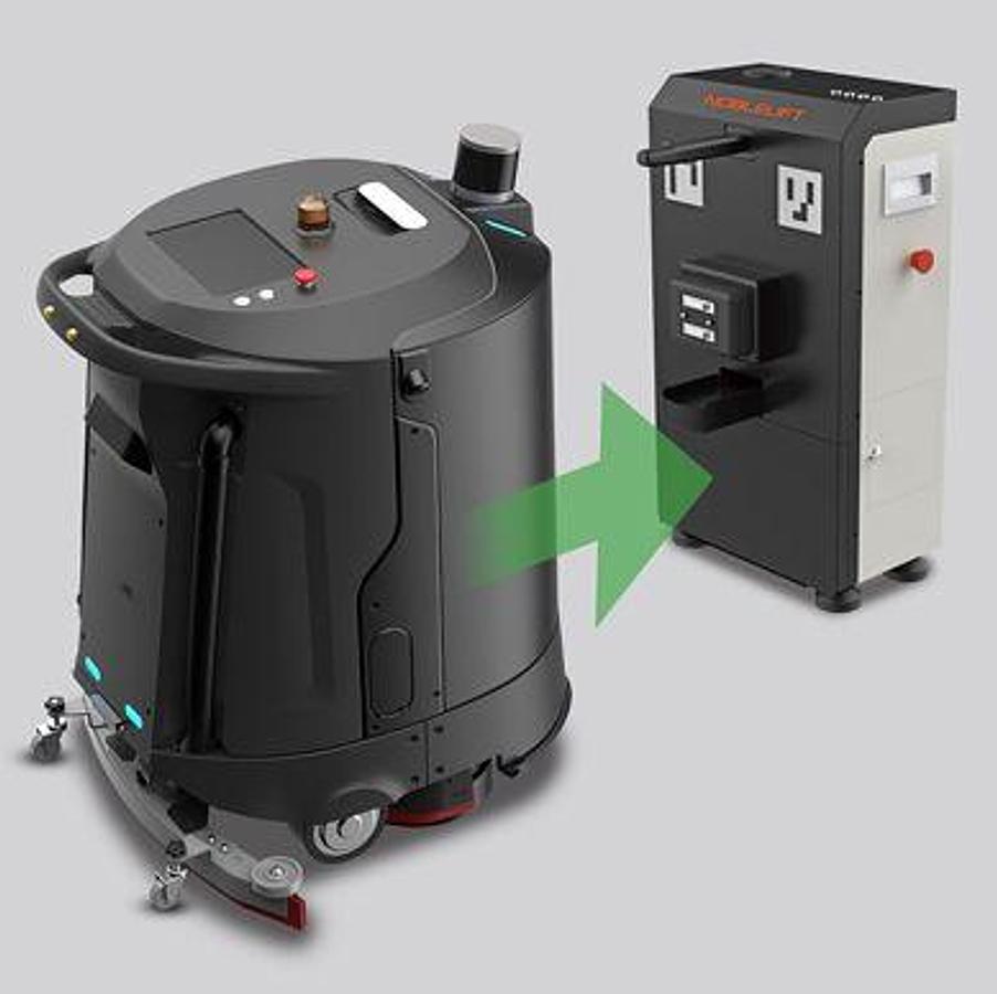 ANB450 Lithium AI powered AGV scrubber-dryer robot - Fully autonomous.