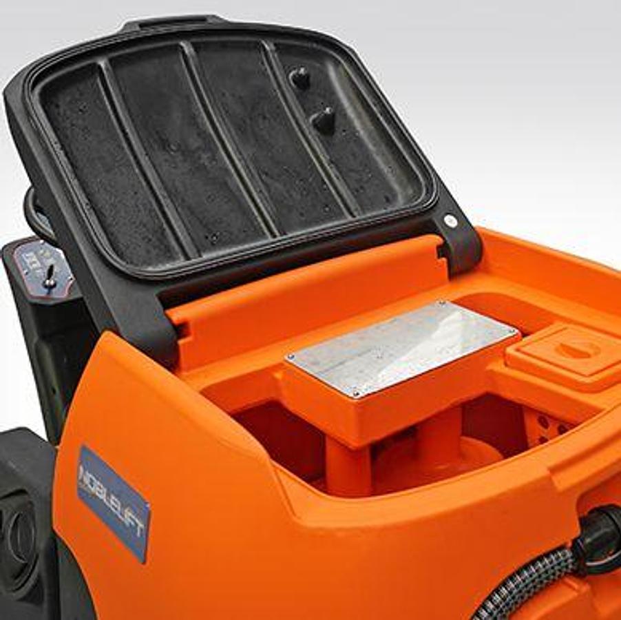 Ride-on electric industrial scrubber - Large sized spaces - 74,163 sq feet/hour.