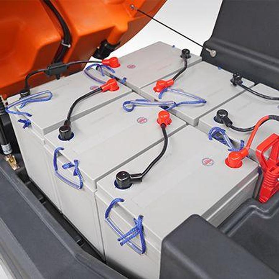 Ride-on electric industrial scrubber - Large sized spaces - 74,163 sq feet/hour.