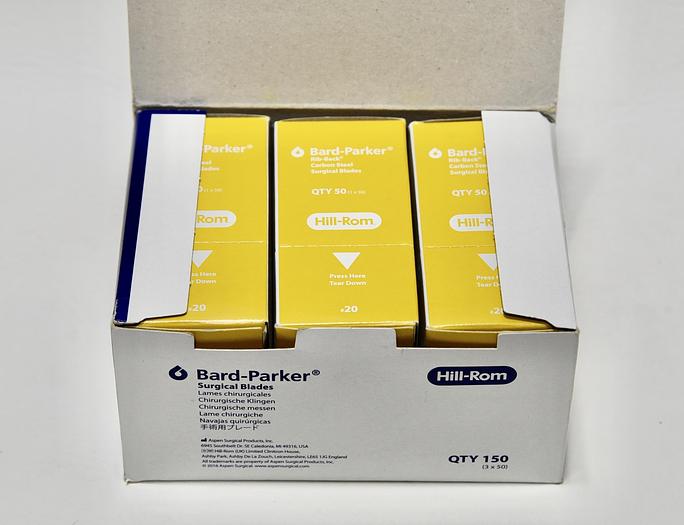 371120: ASPEN BARD-PARKER RIB-BACK CARBON SURGICAL BLADES, NO. 20, 1 BOX OF 150
