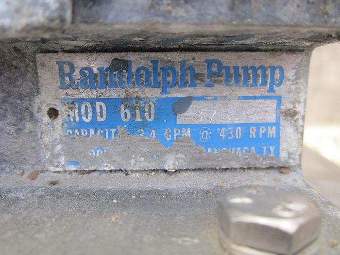 Used Pump, Peristaltic, S/st, Randolph, Mdl 610, 1/4 HP #S739443