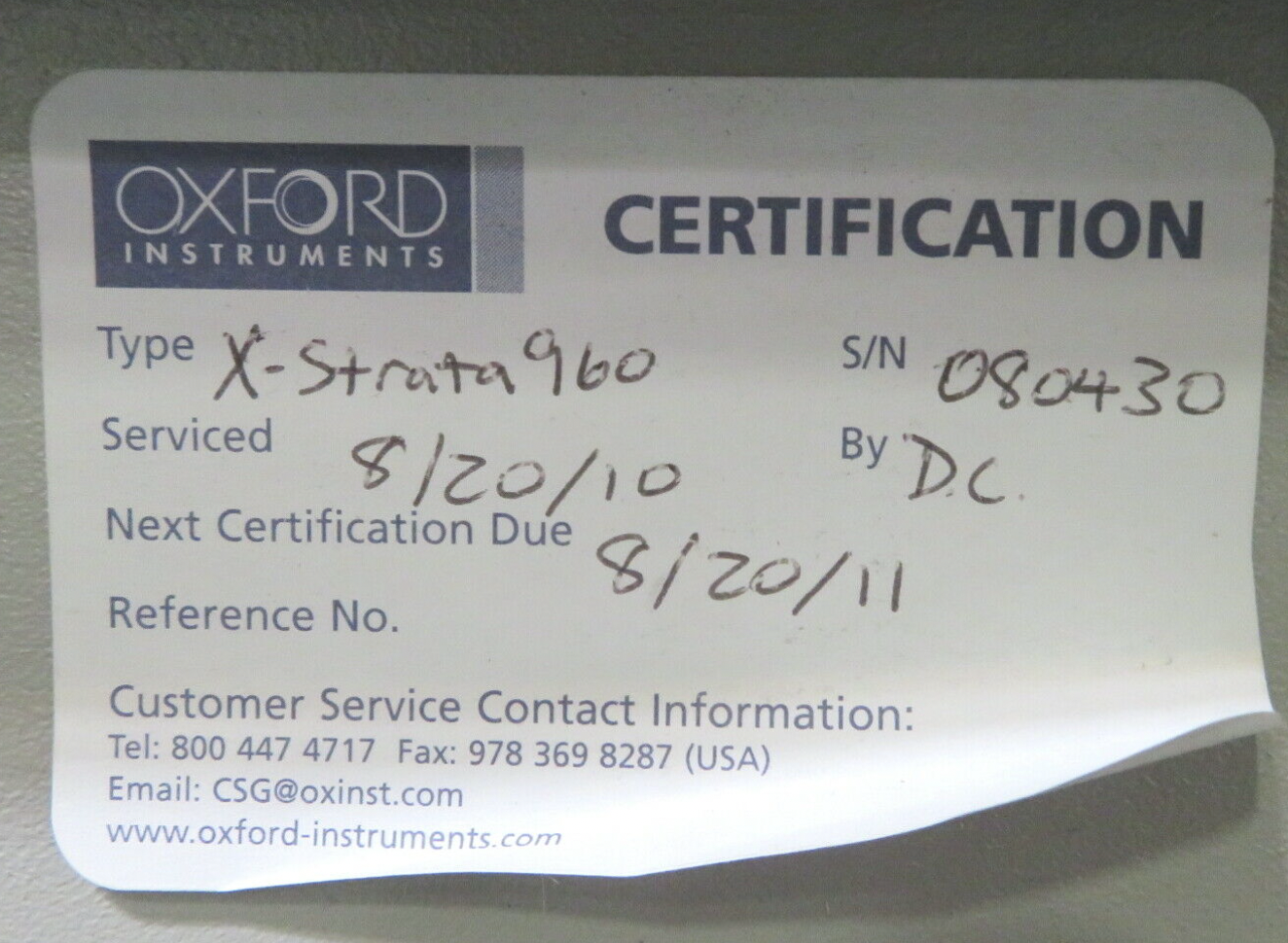 Used Oxford Instruments X-Strata 960 Coating Thickness Measurement Instrument