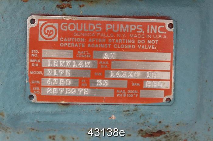 Used Goulds 3175 14x14x18 Pump, Ductile Iron Casing #43138