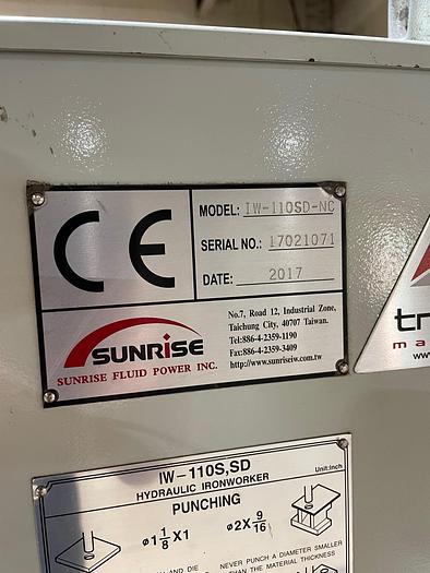Used 2017 Sunrise IW-110SD-NC