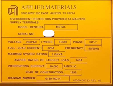 Used 2000 AMAT DPS METAL