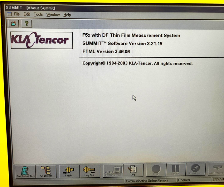 Used 2022 KLA ASET-F5x UV Film Thickness Tool