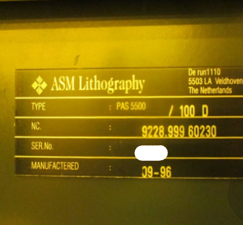 Used 1996 ASML PAS5500/100D