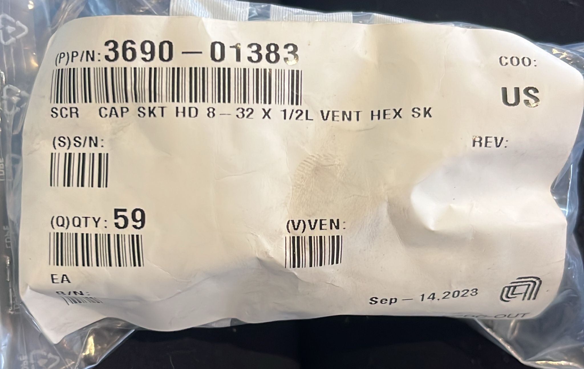 Used Applied Materials AMAT 3690-01383 ELECTROSTAT CHUCK SCR CFO