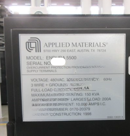 Used AMAT Endura 5500 Aluminum Interconnect