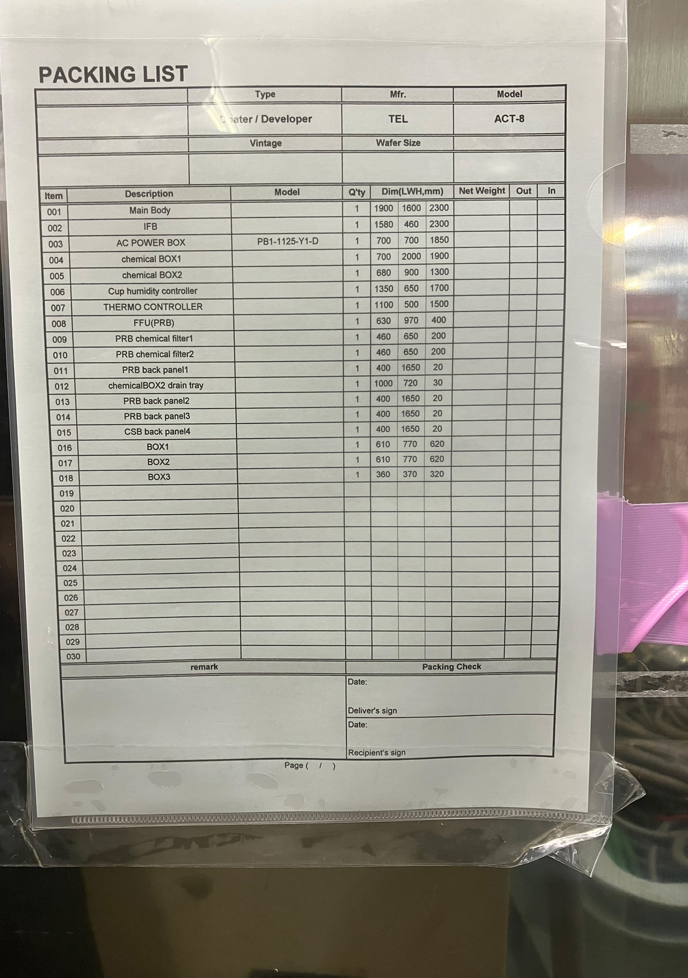 Used 2002 TEL Act 8 Coater / Developer