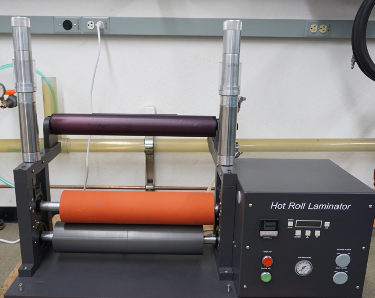 Used Cheminstruments HL200 Hot Roll Laminator with heated top roller and hard anodized aluminum bottom roller