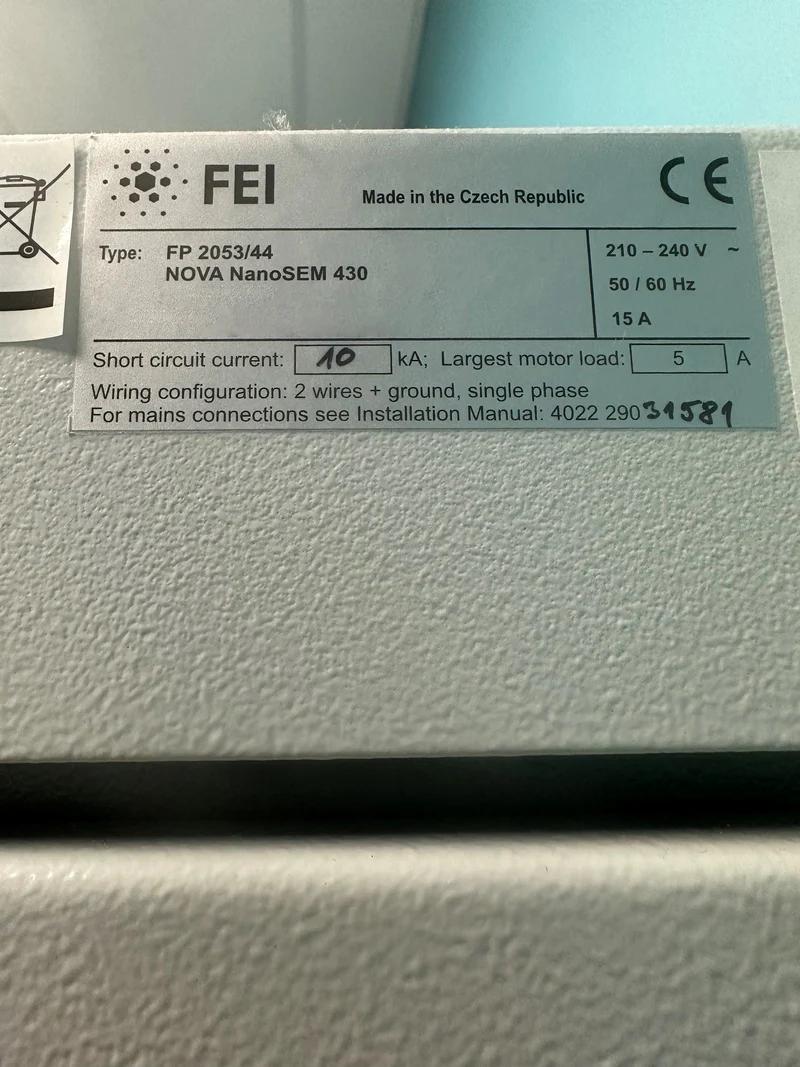 Used 2009 FEI Nova NanoSEM 435 FEG-SEM