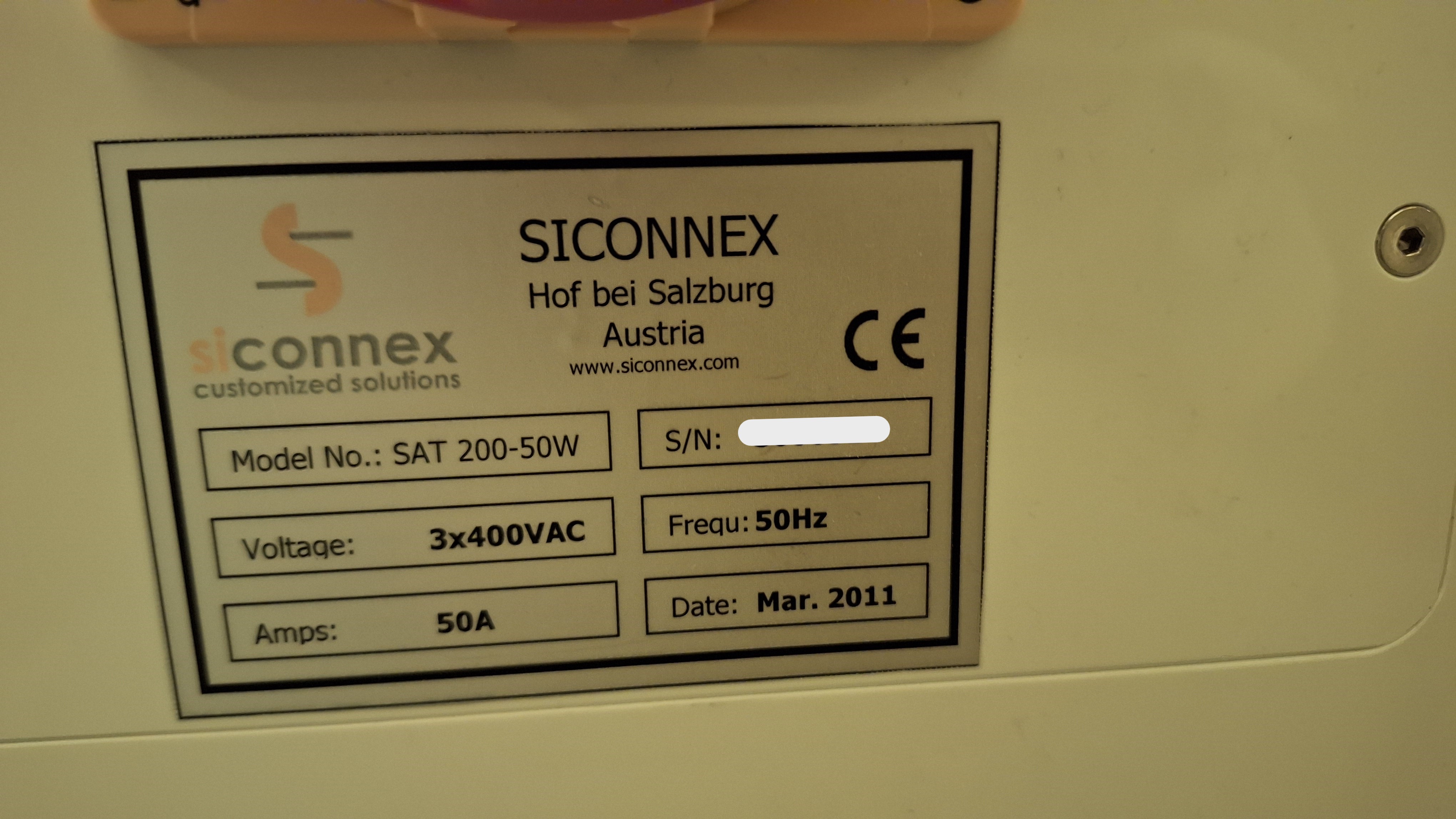 Used 2011 Siconnex SAT200-50W Wet Etching