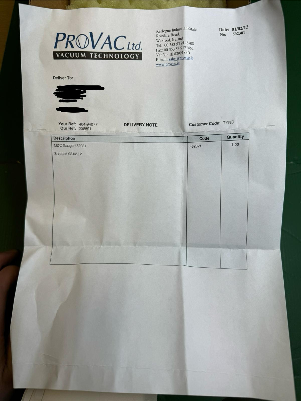 Used Eaton Nova 6200AV ProVac 432021 Ion MDC Gauge