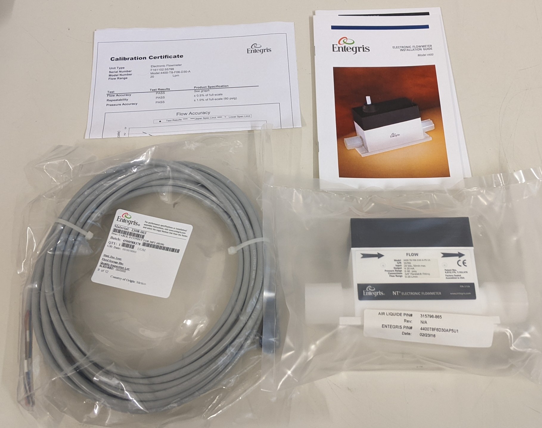 Used Entegris - Air Liquide FLOWMETER,20LPM,3/4FL,SAP H