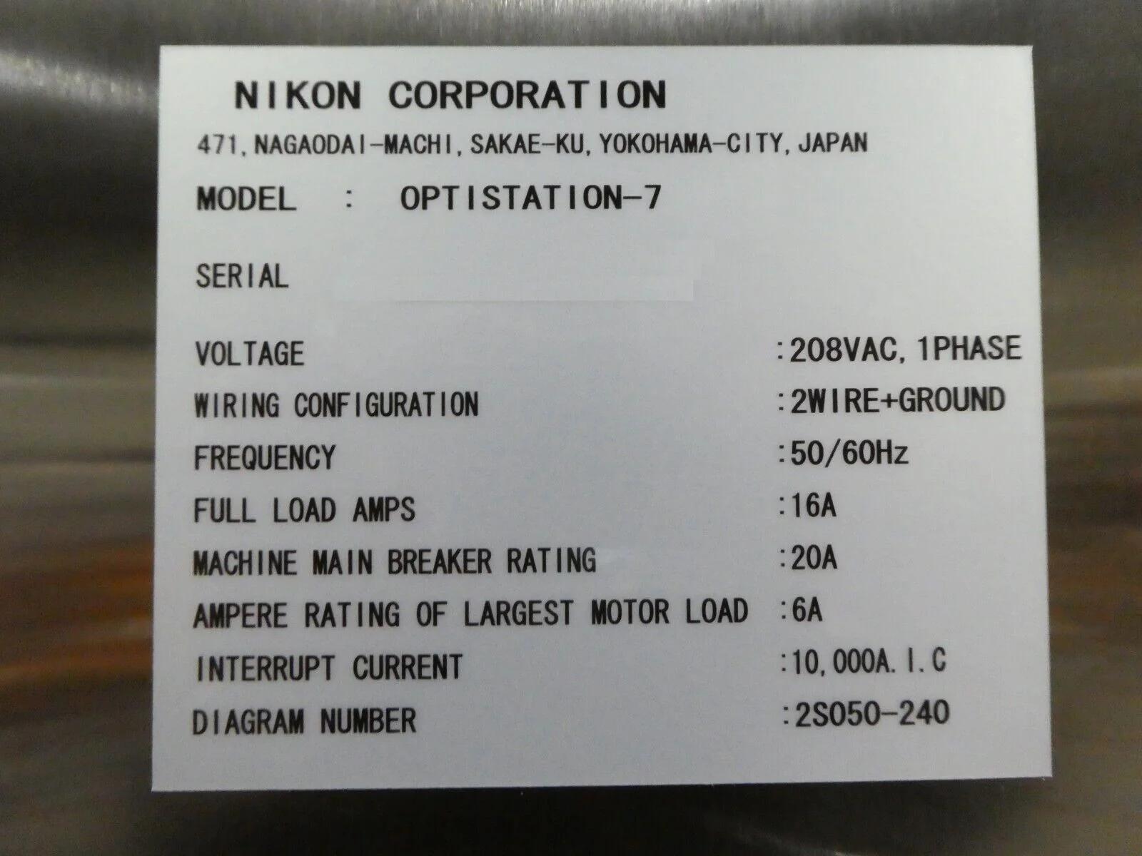 Used NIKON Nikon OPTISTATION 7 Automatic Wafer Lithography Inspection System Untested Spare