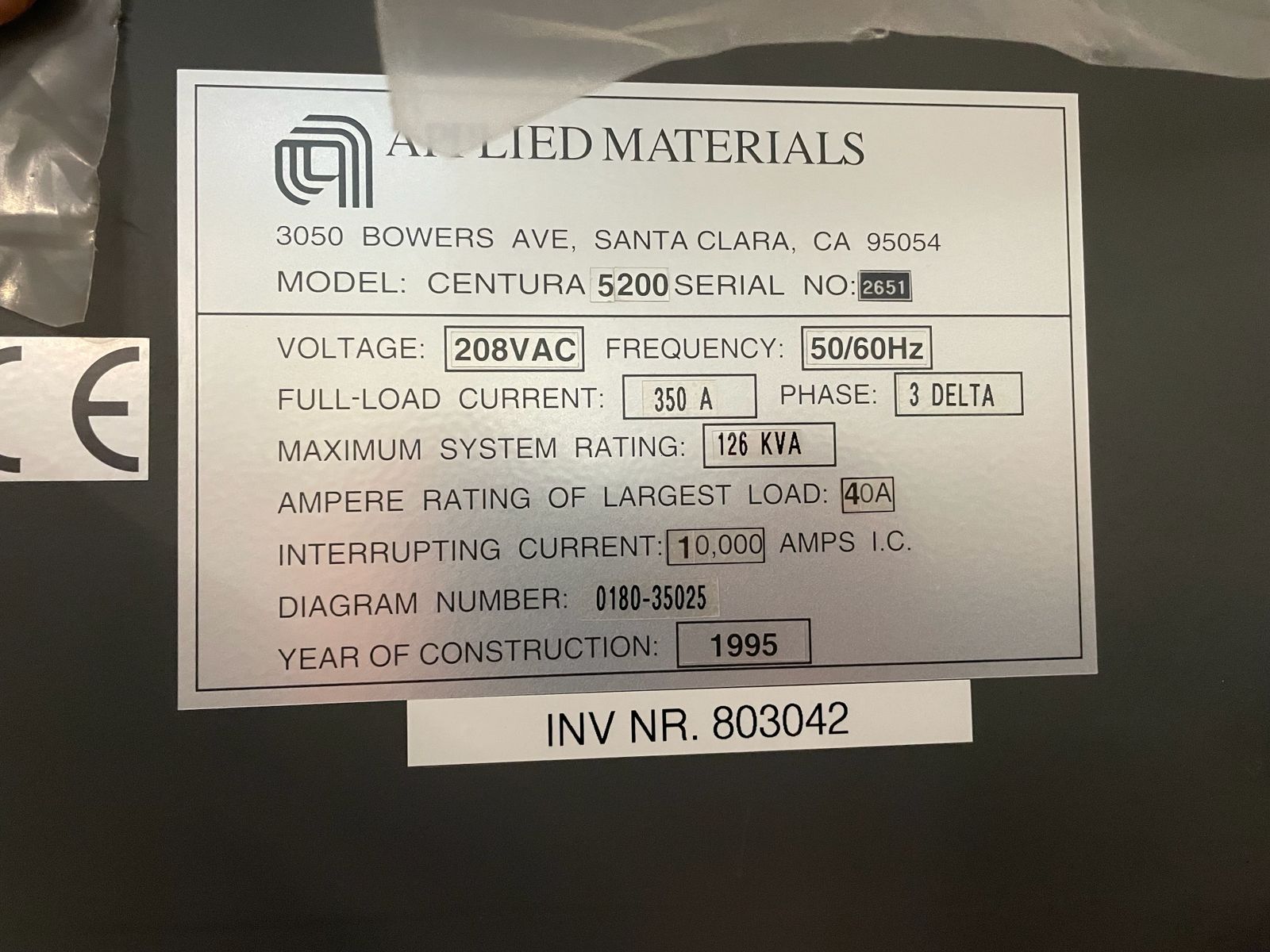 Used AMAT SOG etch CENTURA 5200