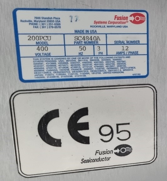 Used 1995 Fusion Systems Inc. 200 PCU