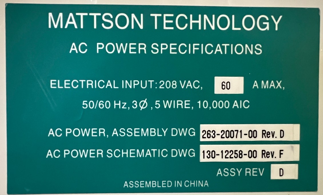 Used 2001 Mattson ASPEN 2