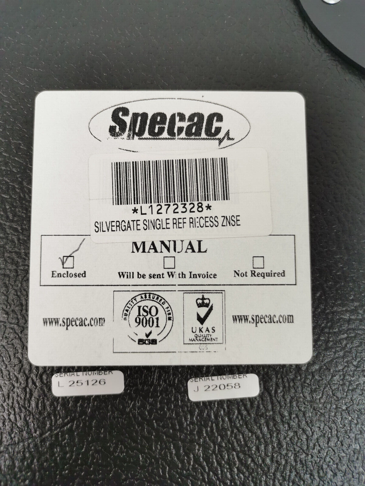 Used Perkin Elmer L1272328 Specac ATR Silver Gate Evolution Recessed ZnSe + Adapter