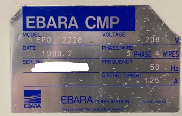 Used 1999 Ebara EPO-2228