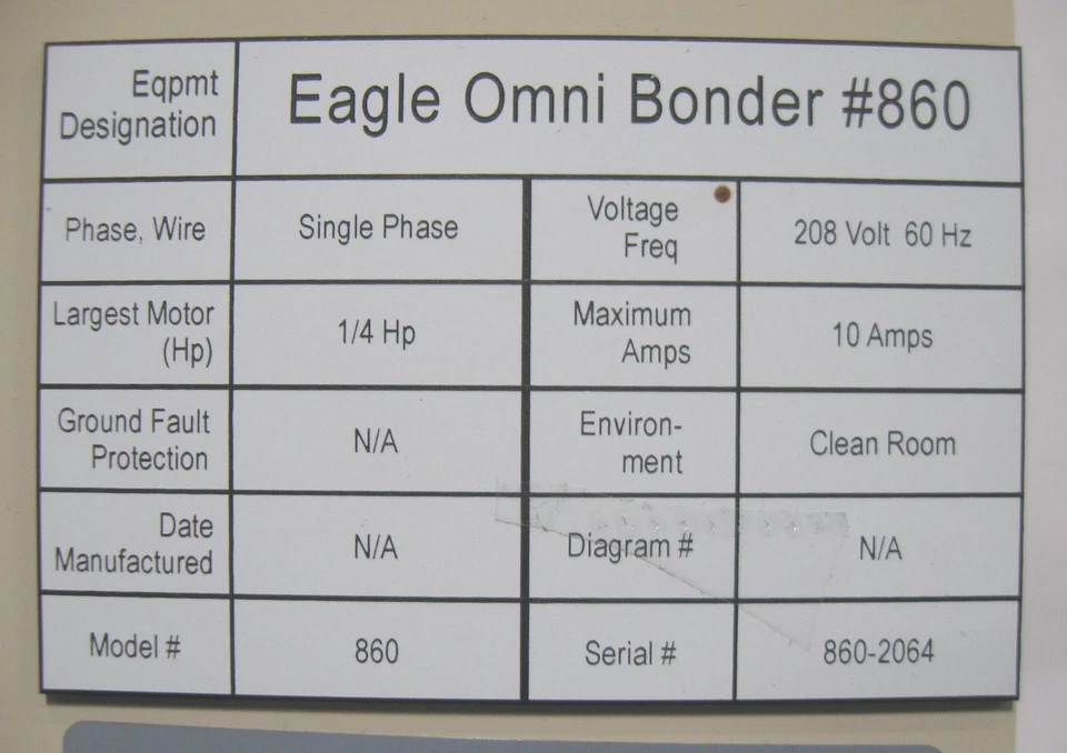 Used SEC Semiconductor Equipment Corp. 860 Eagle Omni Die Bonder