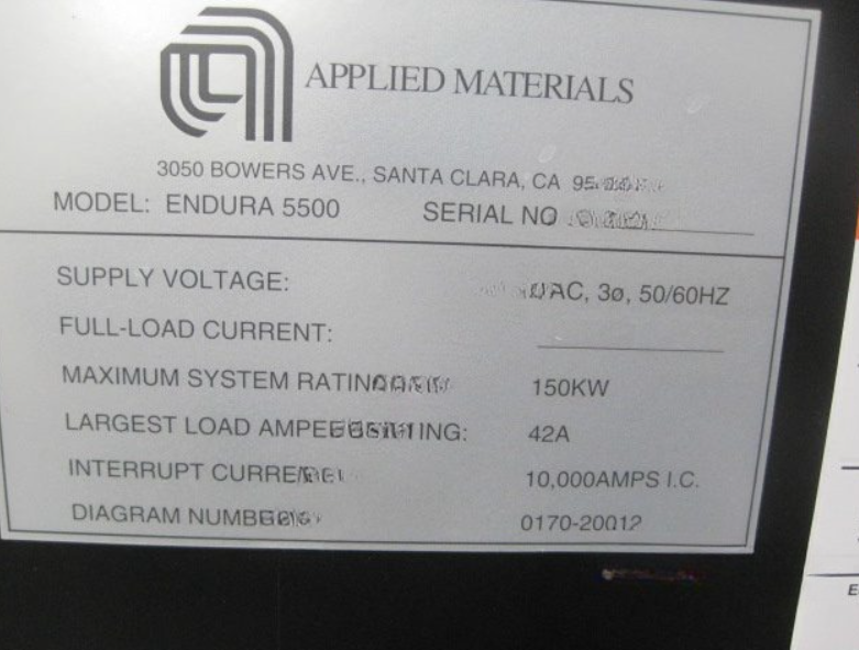 Used AMAT Endura 5500 Aluminum Interconnect