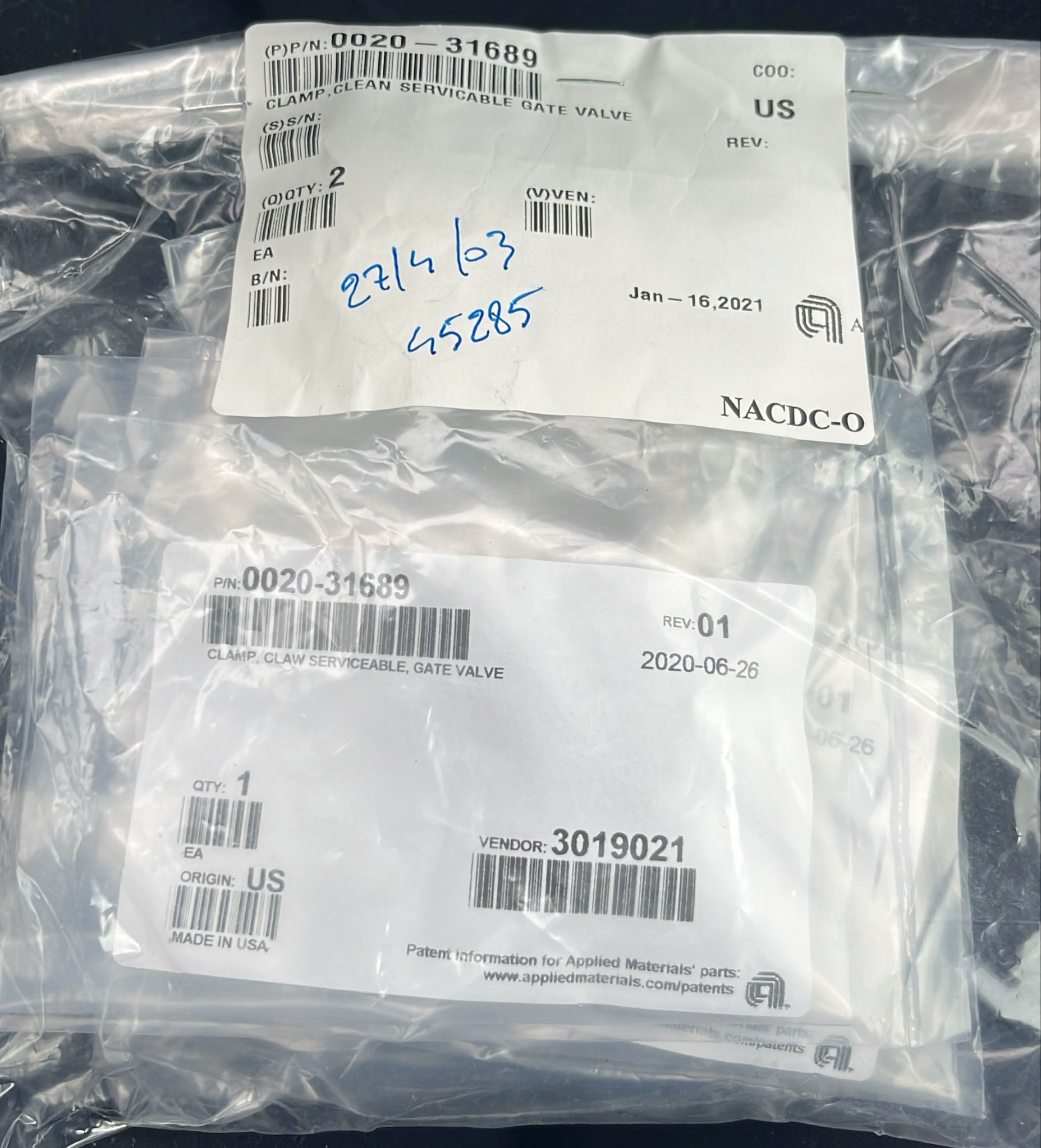 Used Applied Materials AMAT 0020-31689 CLAMP CLEAN SERVICABLE GATE VLV