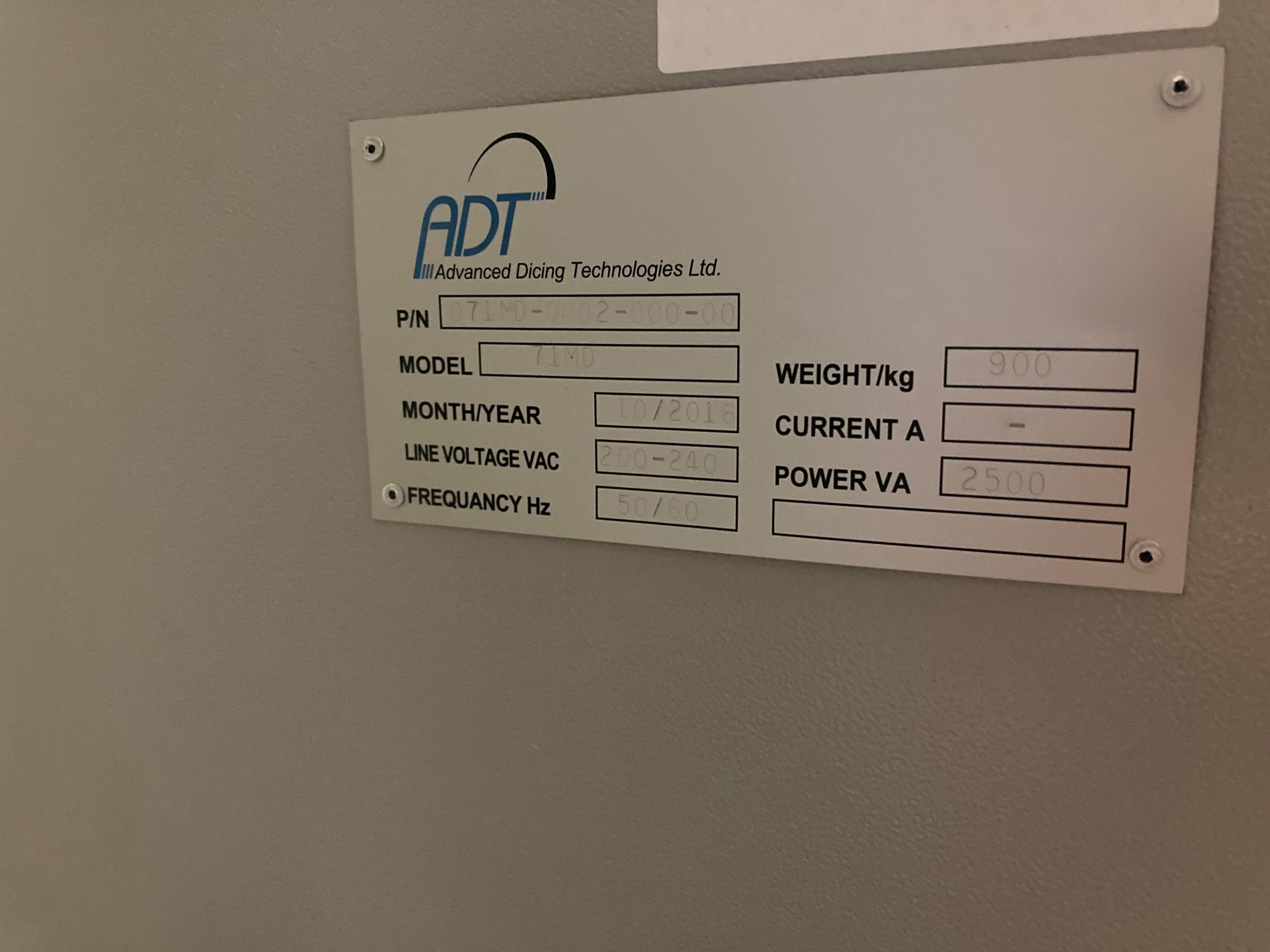 Used 2016 ADT 7120 MD Dicing Saw