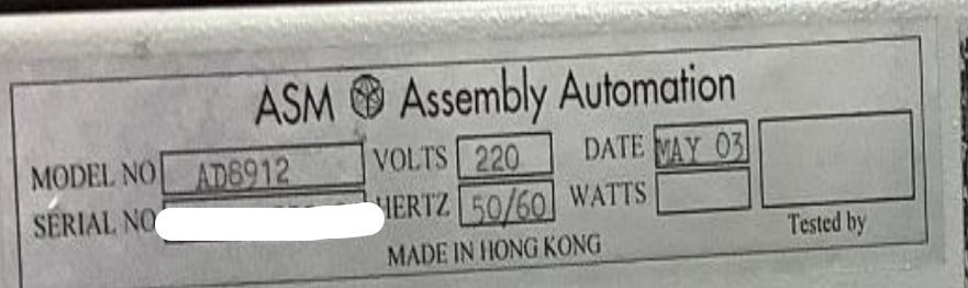 Used 2003 ASM AD-8912 Die Bonder