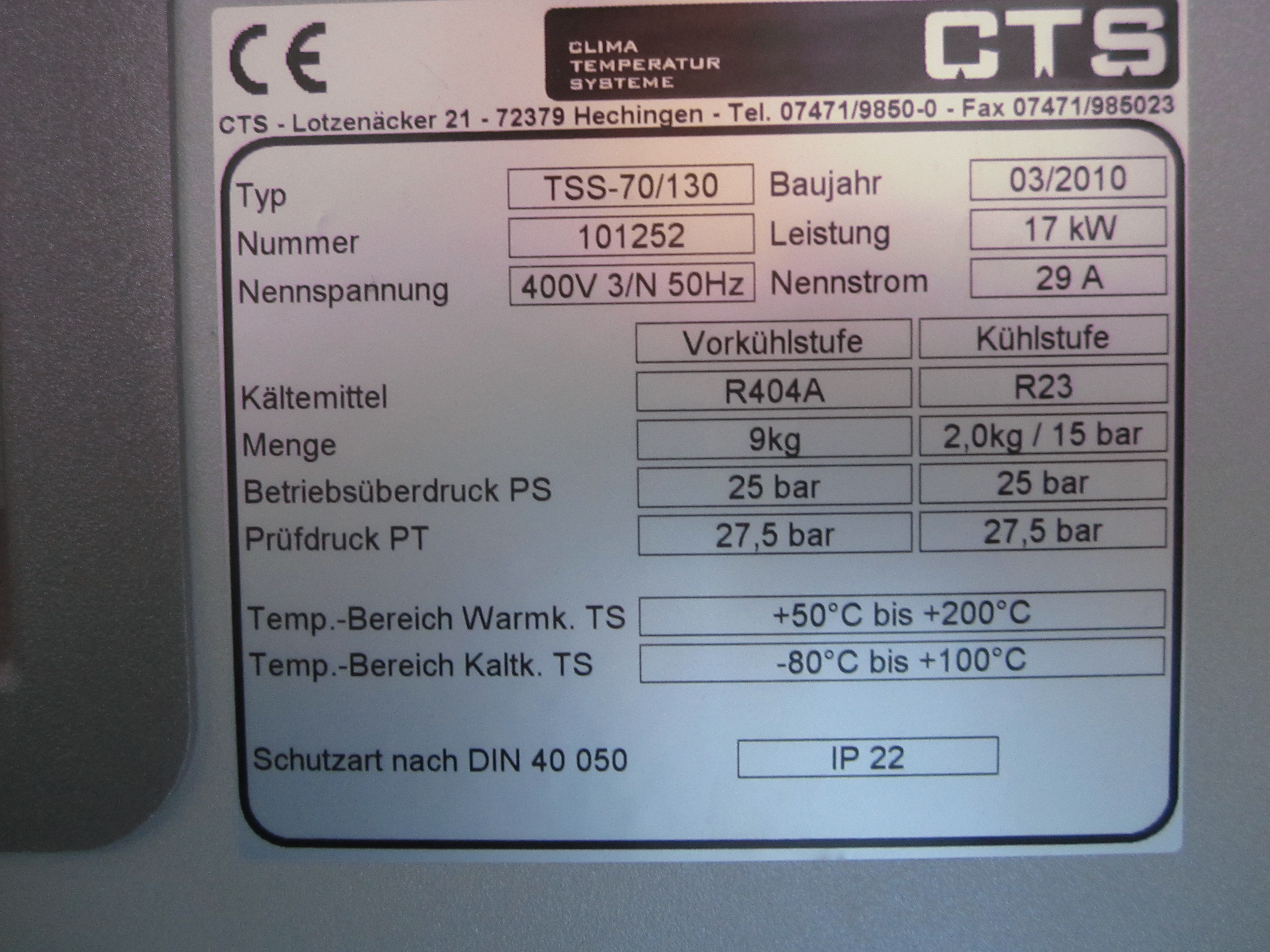 Used CTS 	CTS TSS -70/130