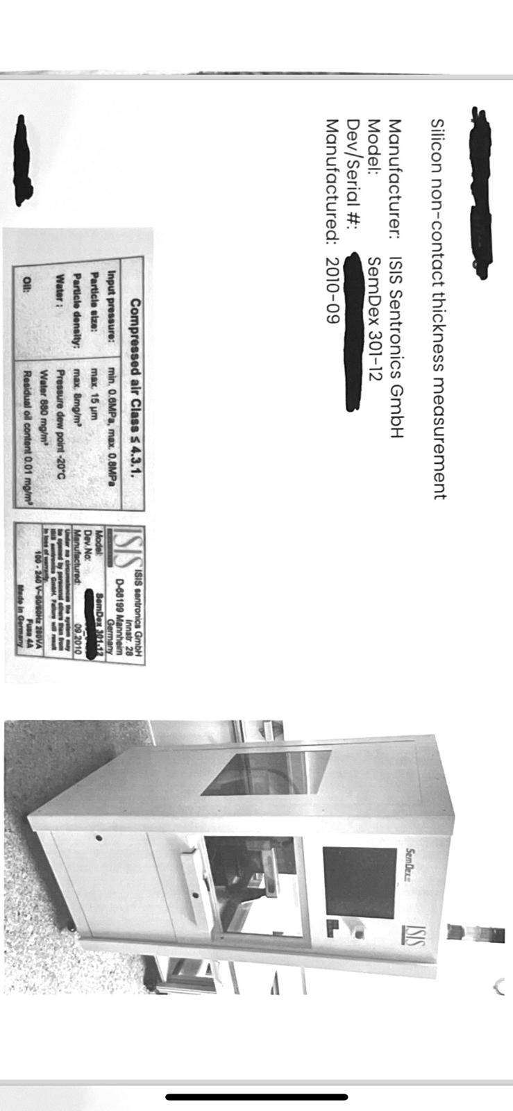 Used 2010 ISIS Sentronics GmbH SemDex 301-12