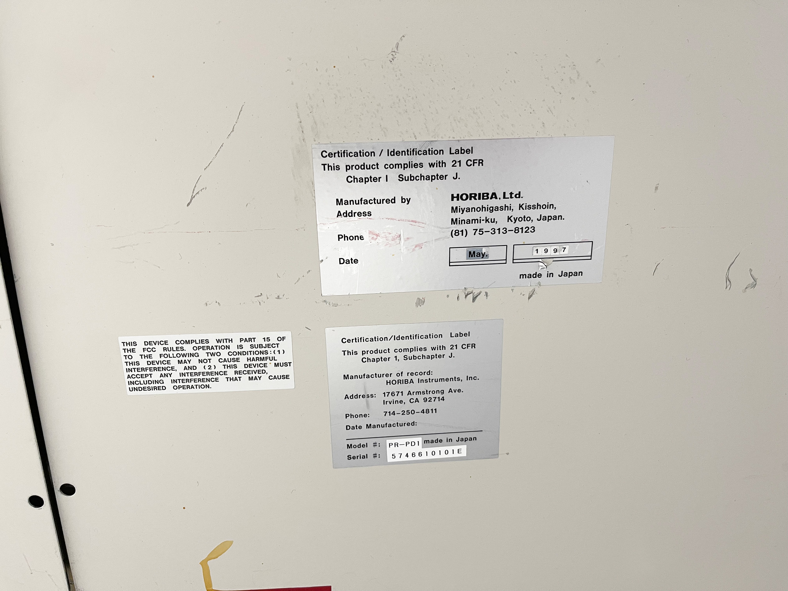 Used 1997 Horiba PR-PD 1 Mask Particle Detection System