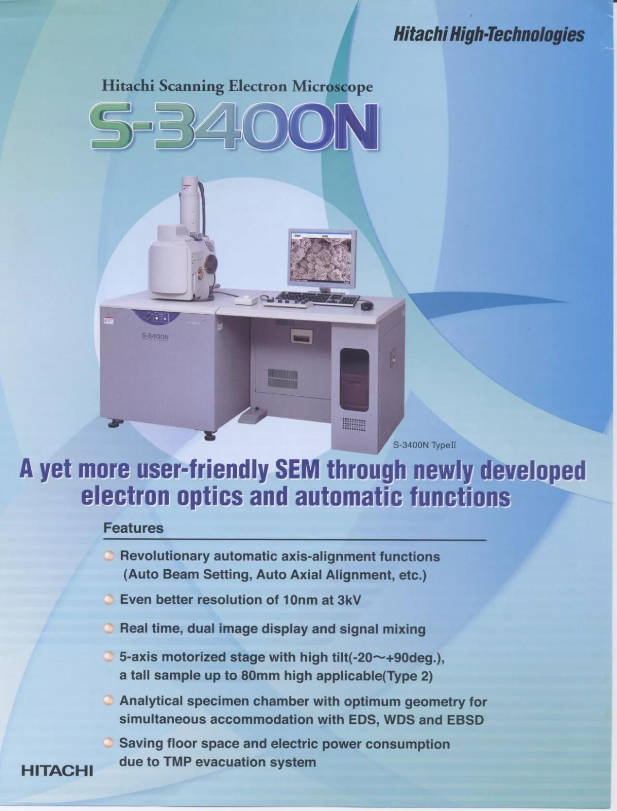 Used HITACHI S-3400N Scanning Electron Microscope