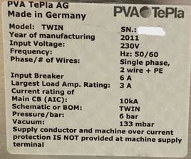 Used 2011 PVA TePla TWIN