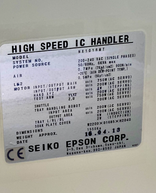 Used 2013 SEIKO EPSON 2 NX1016MT IC Test Handler