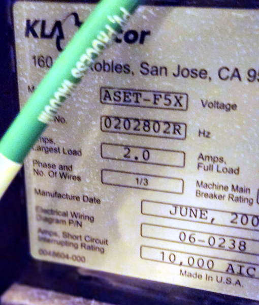 Used 2022 KLA ASET-F5x UV Film Thickness Tool