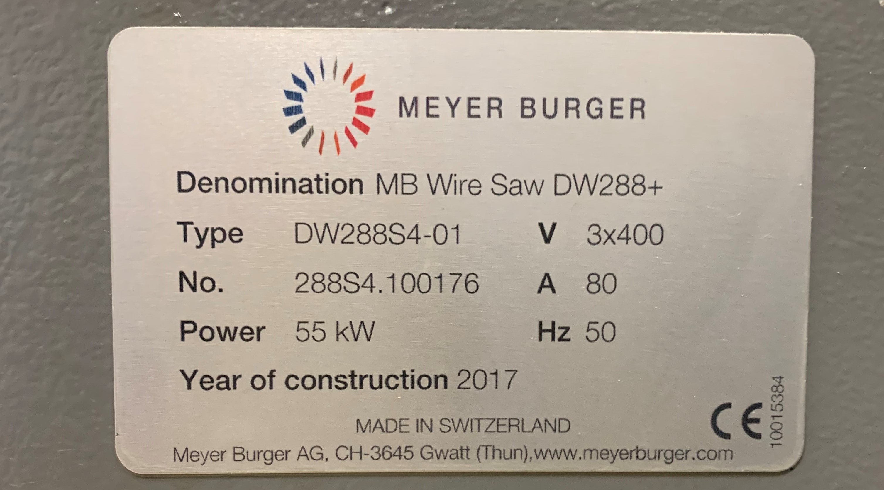Used 2017 Meyer Burger DW288 S4