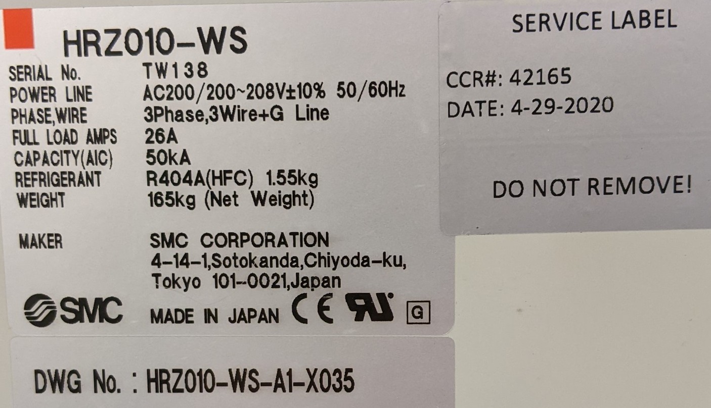 Used SMC Corporation Chiller