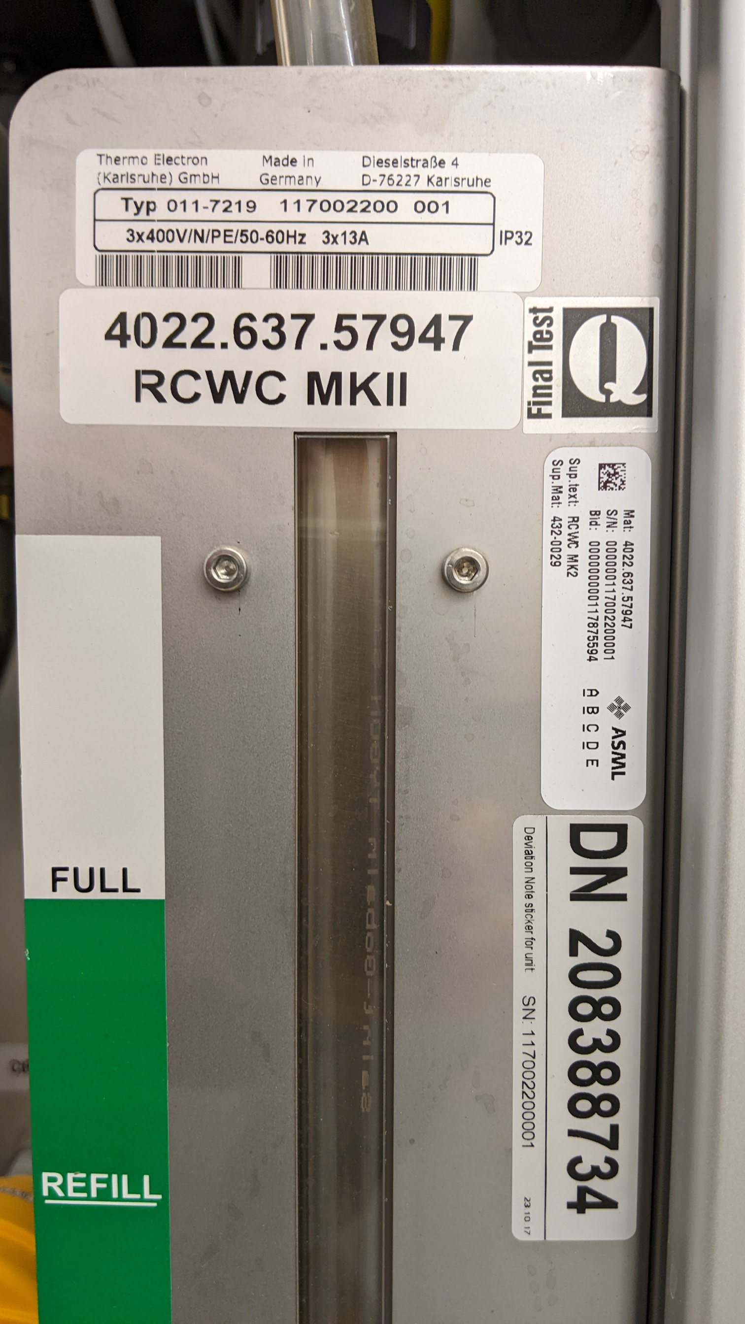 Used Thermo Electron ASML Cabinet Electrical/Imersion