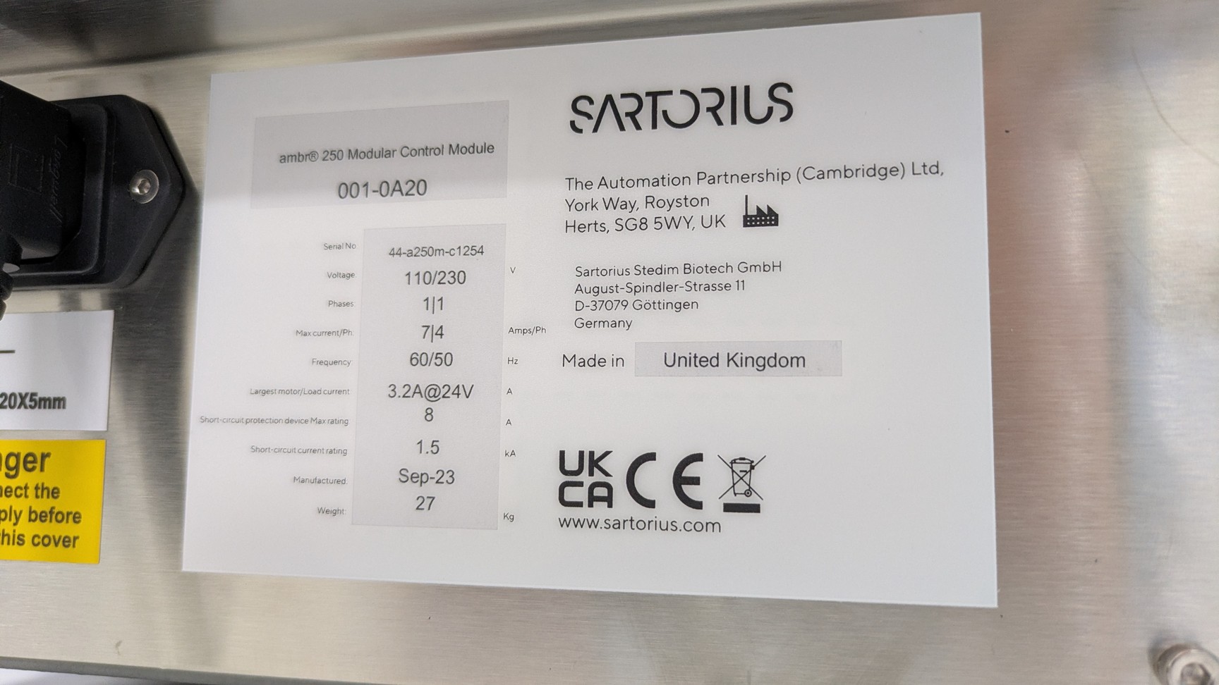 Used 2023 Sartorius Ambr 250 Modular 8-Reactor Automated Bioreactor System Lab