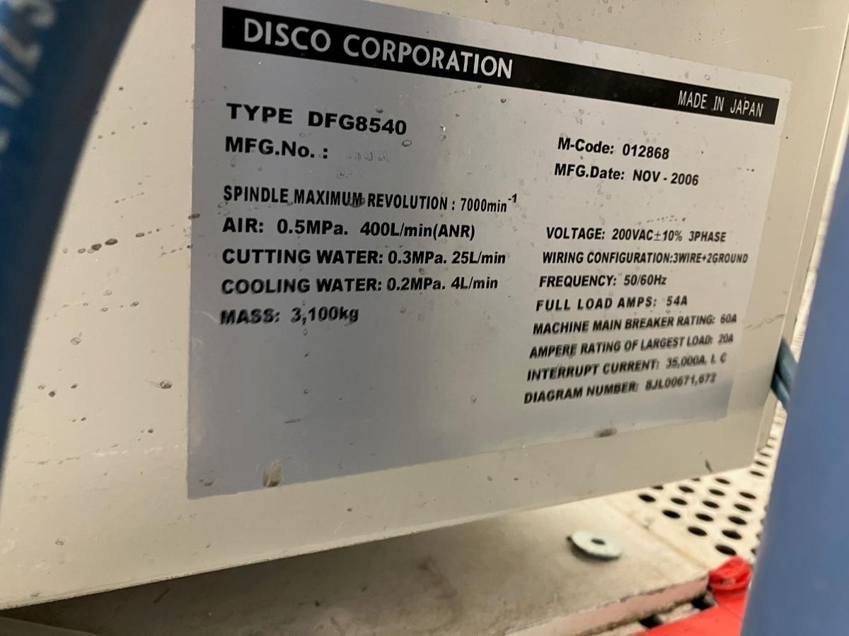 Used 2006 Disco DFG8540 Grinder
